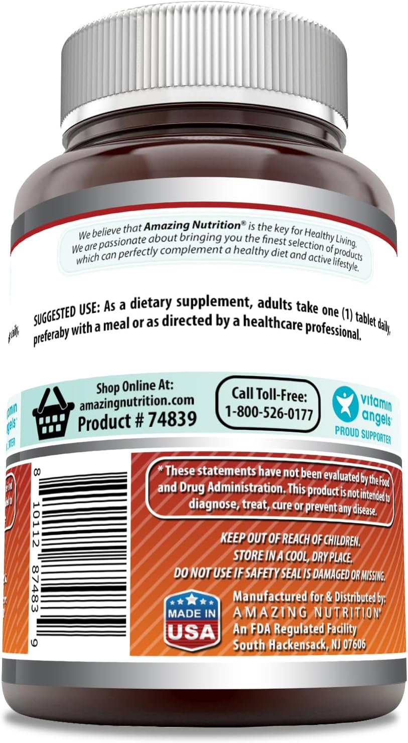 High-Quality Folic Acid (Vitamin B9) 400 Mcg Supplement - 500 Tablets - Non-GMO & Gluten Free - Made in USA by Amazing Nutrition
