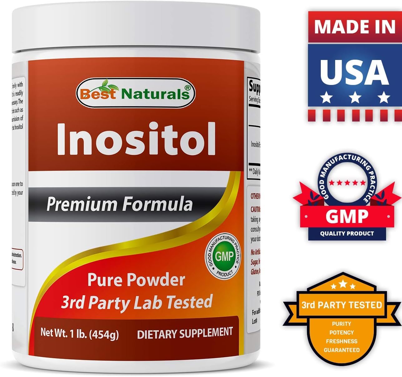 High-Quality Inositol Powder 1 Lb with Magnesium Glycinate 425 mg for Optimal Health