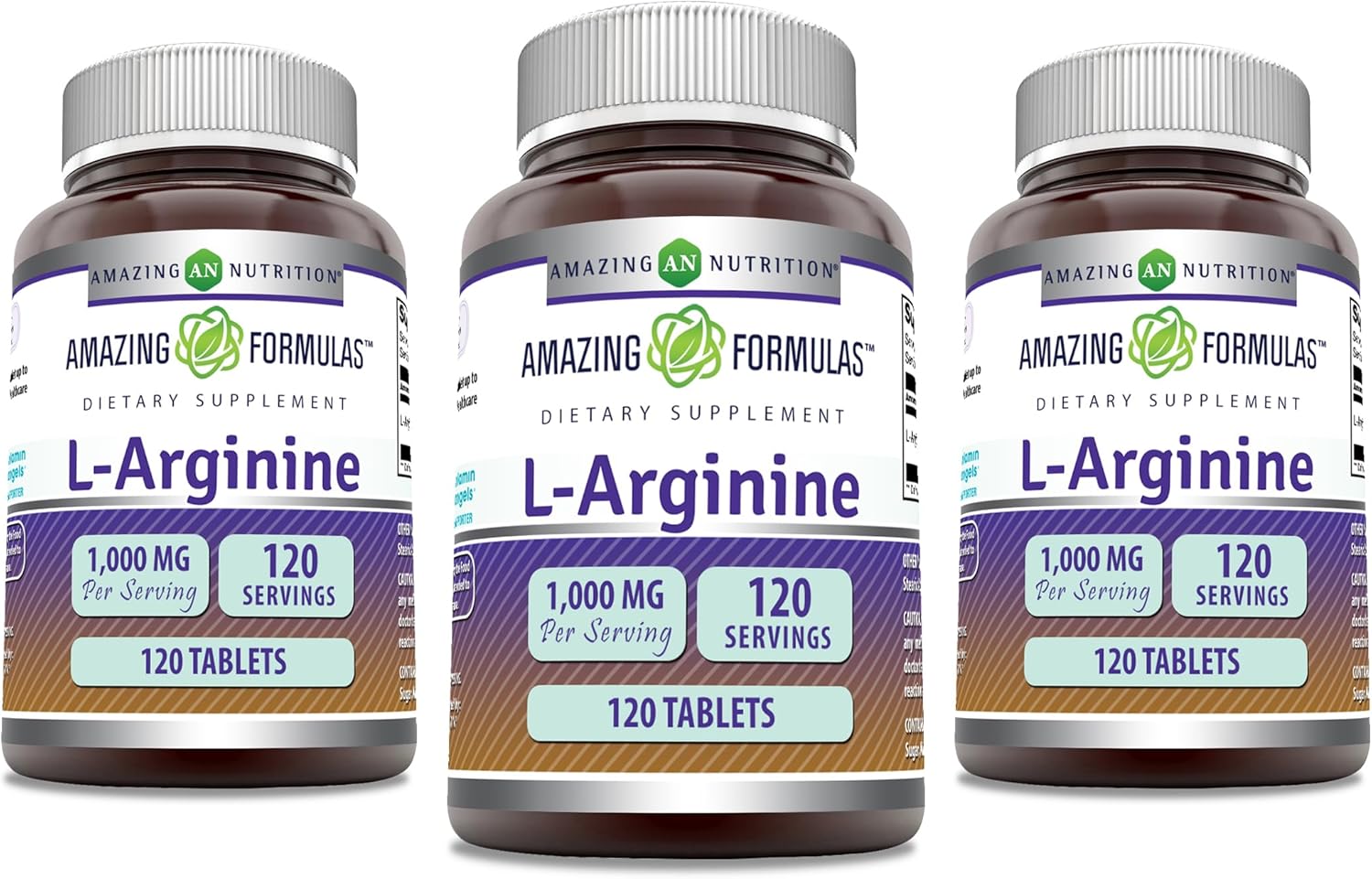High Quality L-Arginine Supplement | 1000 Mg Per Serving | Amino Acid Tablets for Men & Women | Non-GMO & Gluten Free | Made in USA (120 Count x 3)