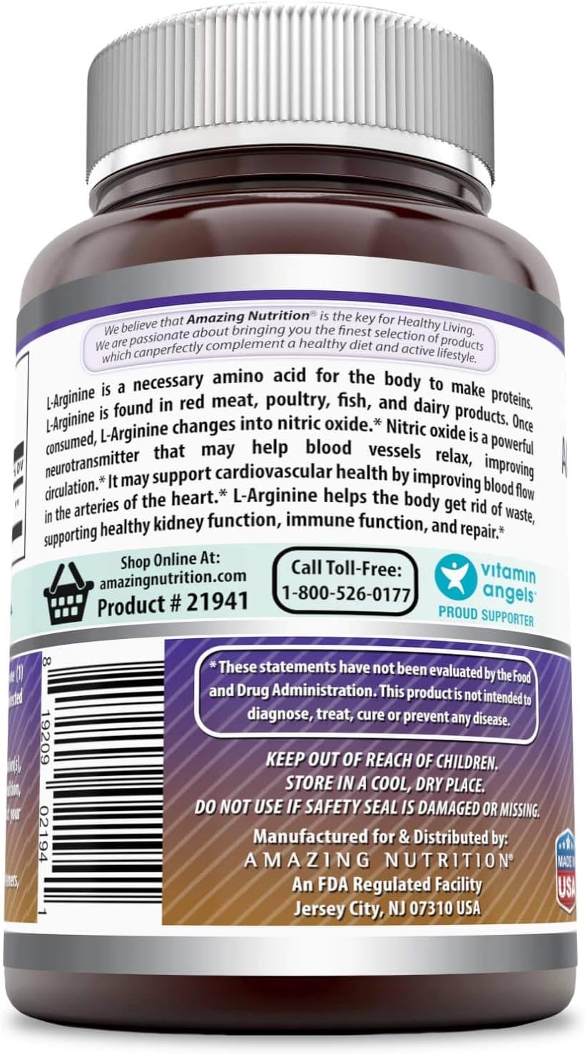 High-Quality L-Arginine Supplement | 500mg Capsules | Amino Acid for Men & Women | Non-GMO, Gluten-Free | Made in USA | 500 Count