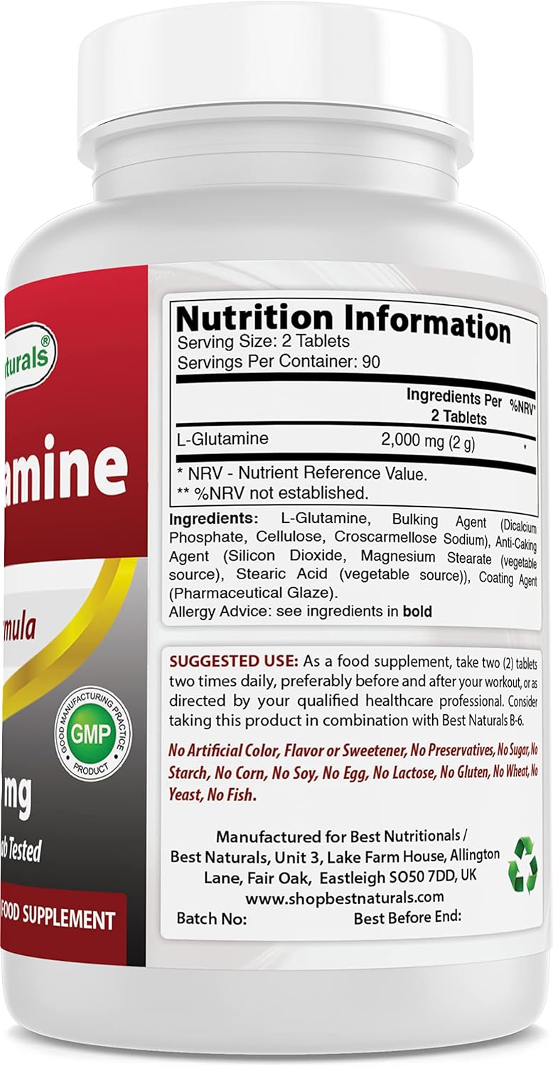 High-Quality L-Glutamine 1000mg Tablets - 540 Count - Pack of 3 - Best Natural Supplement for Muscle Recovery and Immune Support