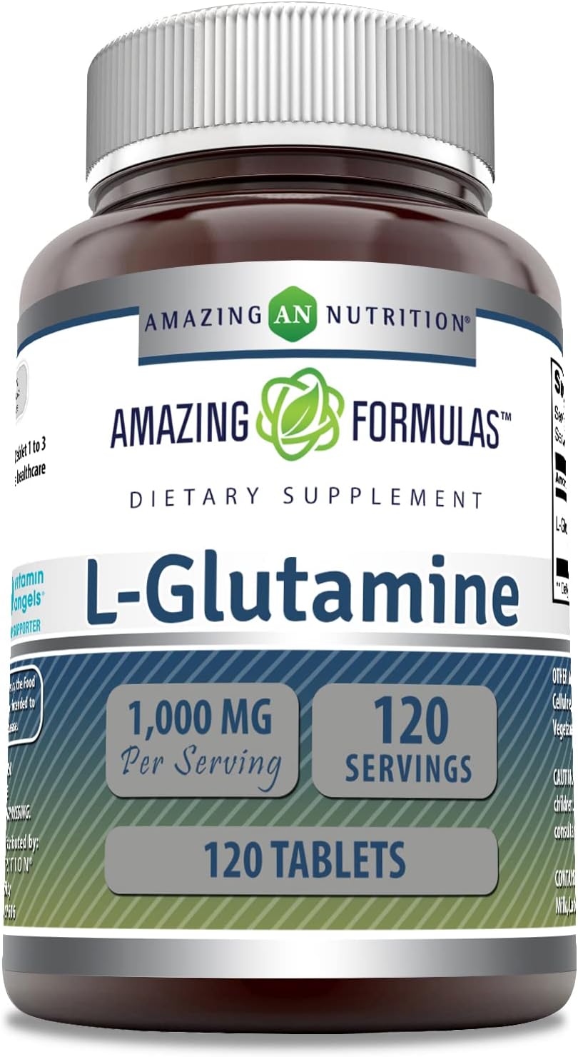High-Quality L-Glutamine 1000mg Tablets for Men & Women | Essential Amino Acid Supplement | Non-GMO & Gluten-Free | Made in USA | 120 Count