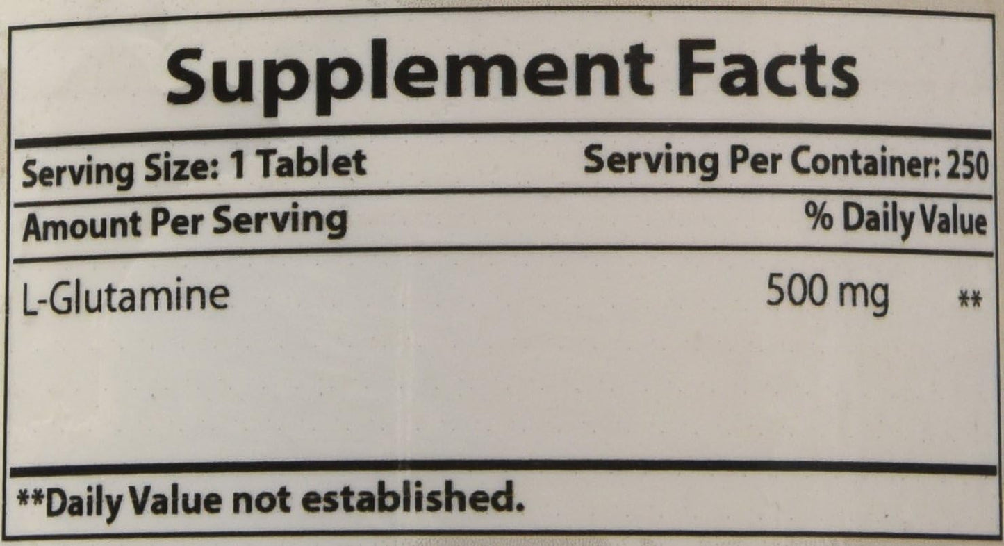 High-Quality L-Glutamine 500 mg Tablets - 250 Count for Optimal Results