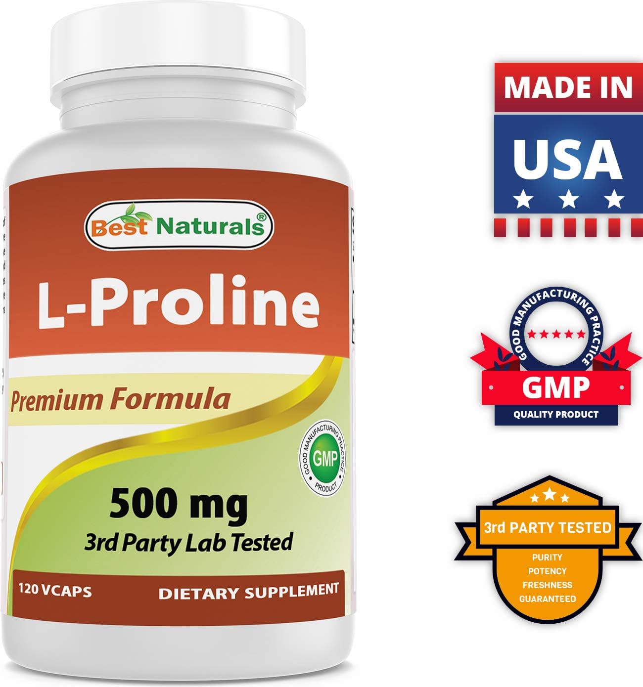 High-Quality L-Lysine and L-Proline Supplement - 500 mg Each for Immune Support and Collagen Production