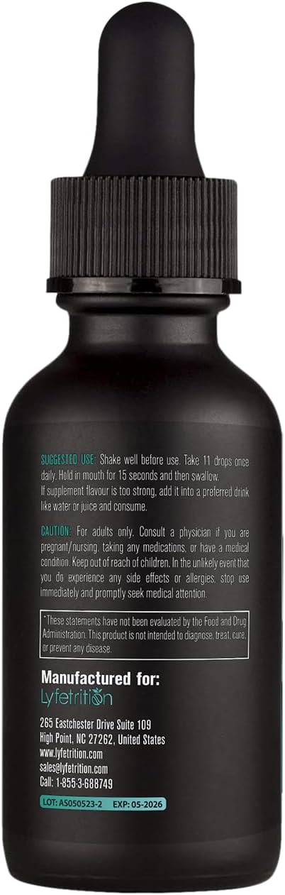 High-Quality Lyfetrition Citicoline Liquid Drops 536mg - 4 Oz Bottle, 220 Servings - USA Made, Fast Absorption, Potent Non-GMO Ingredients - GMP Certified, Cruelty-Free - Liquid Supplement