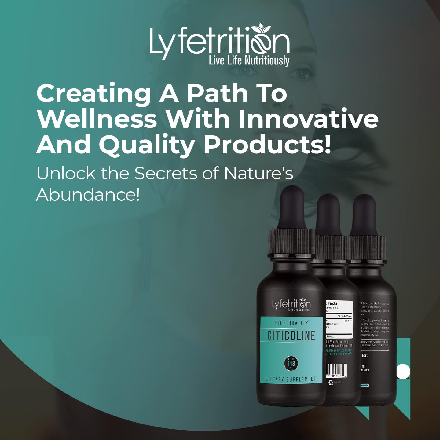High-Quality Lyfetrition Citicoline Liquid Drops 536mg - 4 Oz Bottle, 220 Servings - USA Made, Fast Absorption, Potent Non-GMO Ingredients - GMP Certified, Cruelty-Free - Liquid Supplement