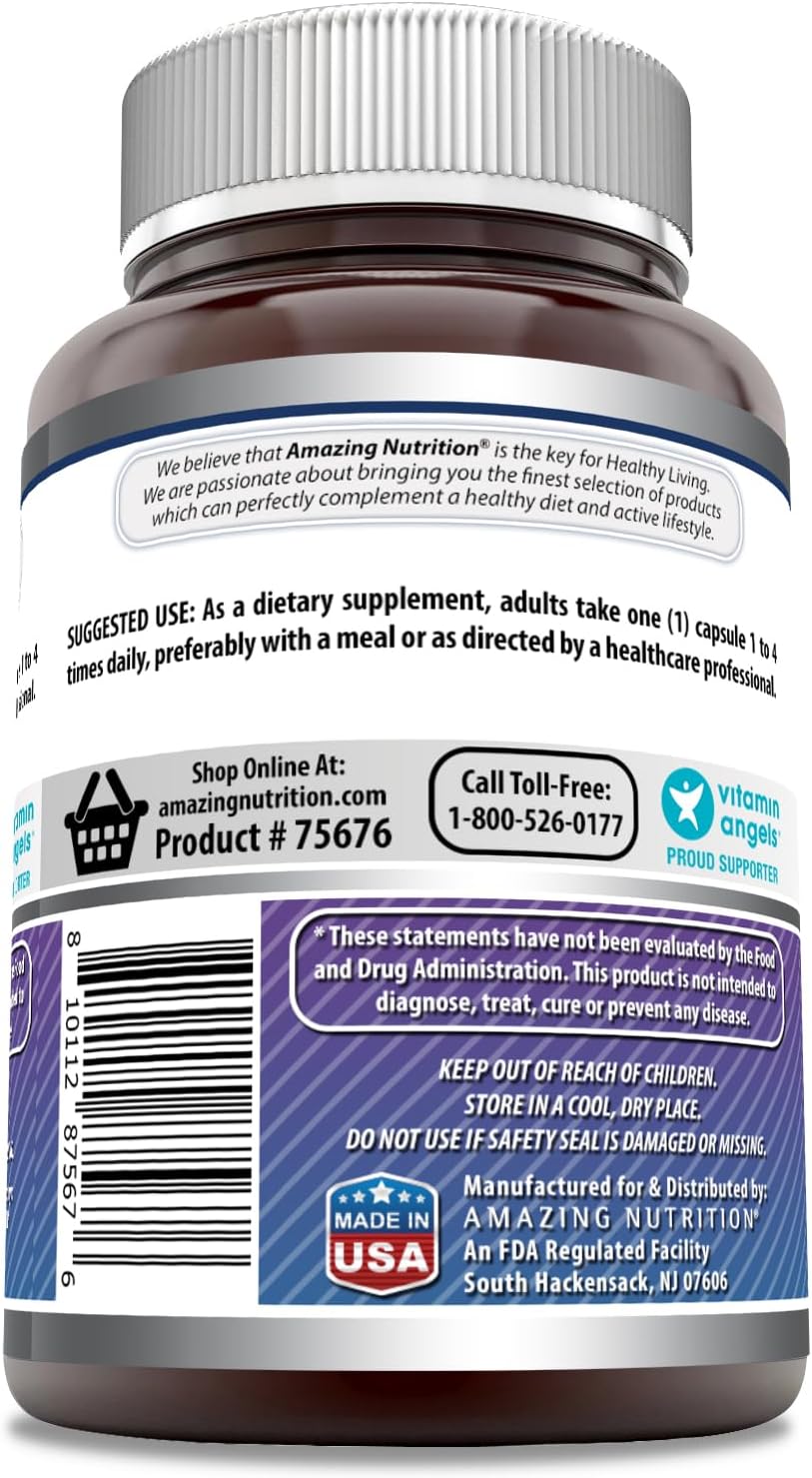 High-Quality Magnesium Glycinate 120mg Supplement - 120 Veggie Capsules | Non-GMO & Gluten-Free | Made in USA by Amazing Nutrition