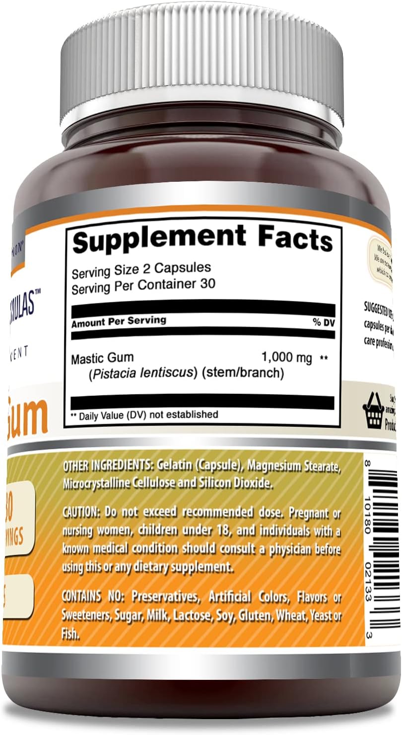 High Quality Mastic Gum Supplement 1000mg - 60 Capsules - Non-GMO & Gluten Free - USA Made by Amazing Nutrition