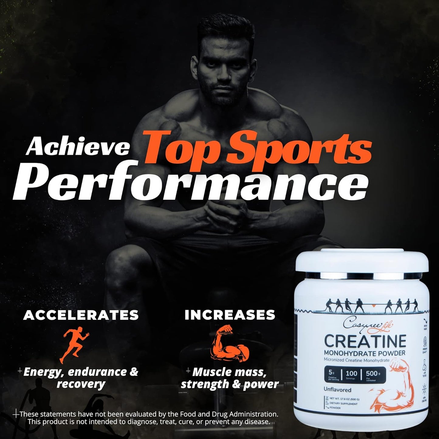 High-Quality Micronized Creatine Monohydrate Powder for Enhanced Energy and Lean Muscle Growth - 17.6oz (500g)