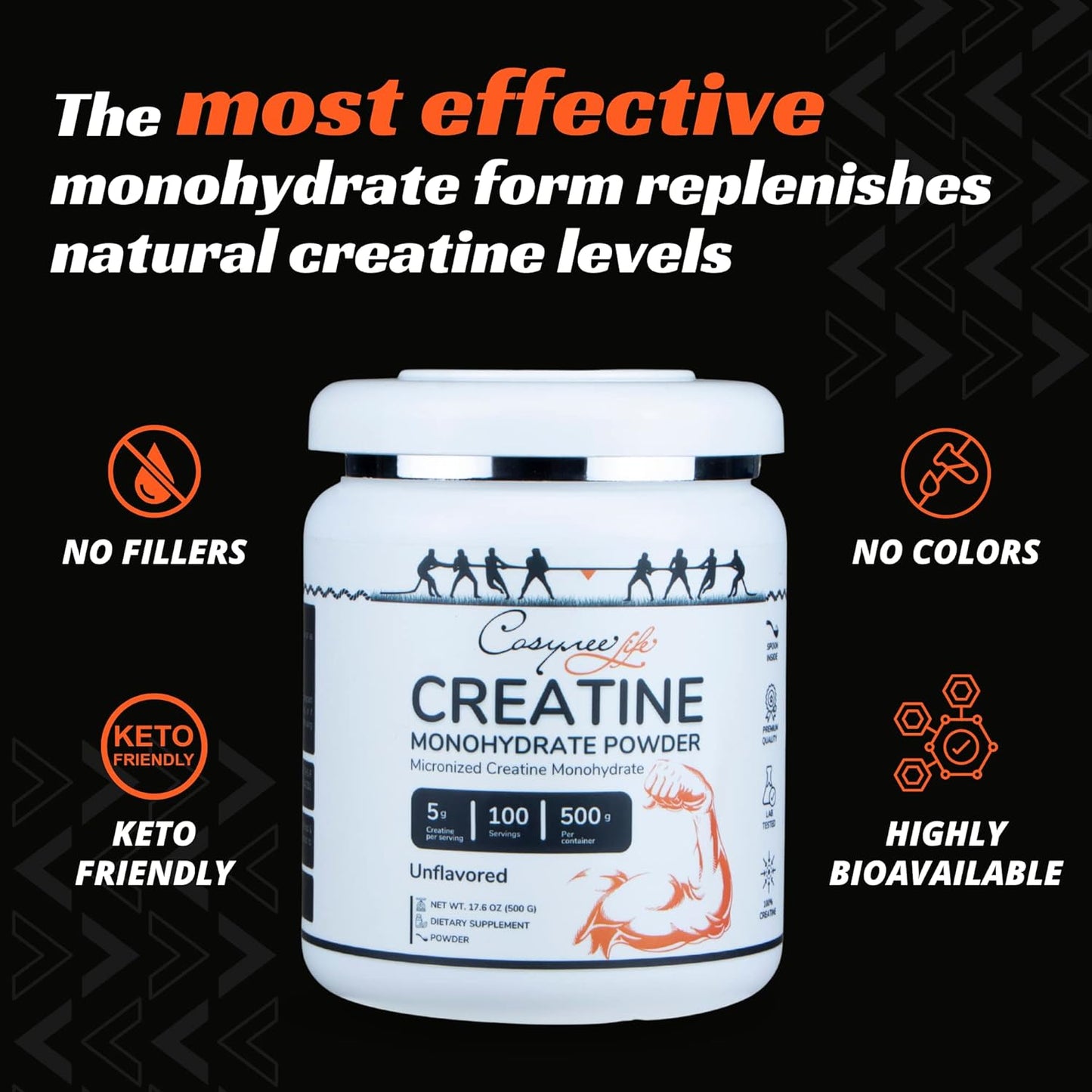 High-Quality Micronized Creatine Monohydrate Powder for Enhanced Energy and Lean Muscle Growth - 17.6oz (500g)