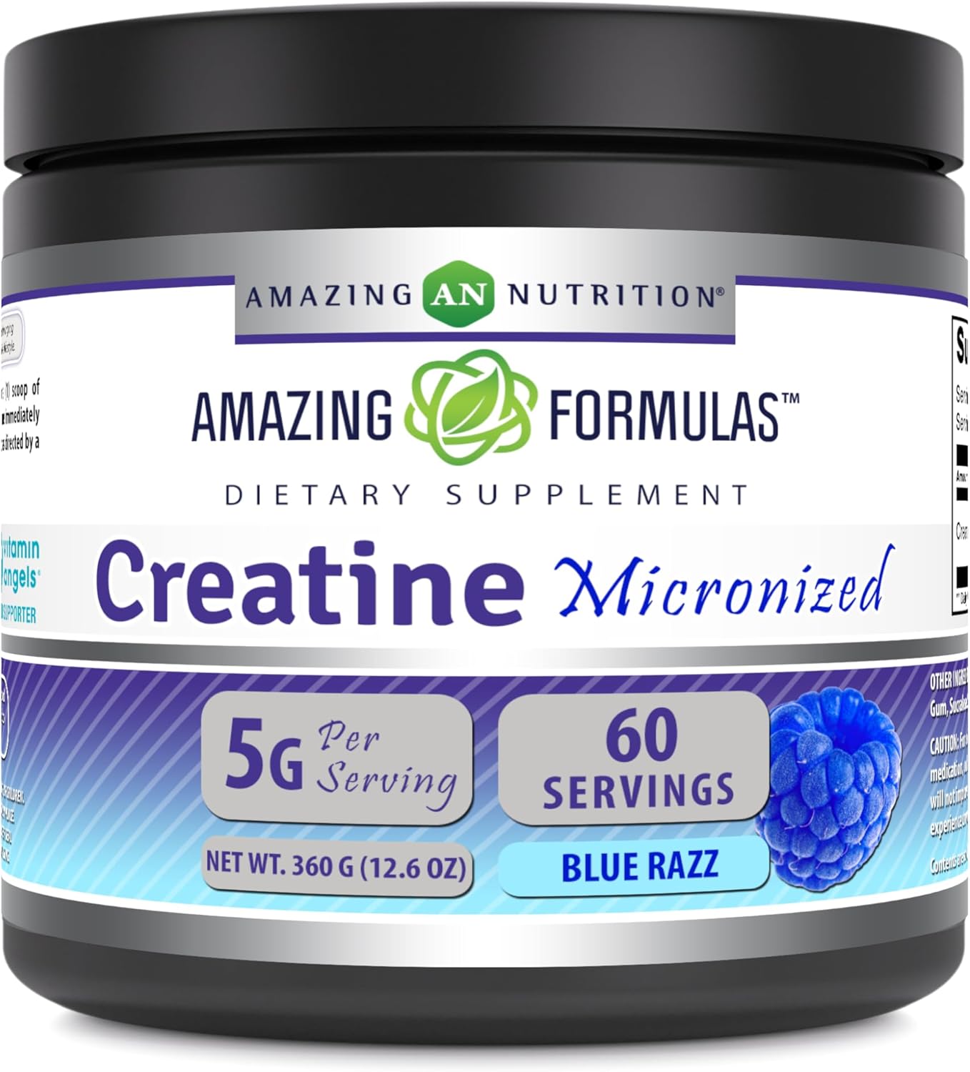 High-Quality Micronized Creatine Monohydrate Supplement | 5000 Mg | Non-GMO | Gluten Free | Made in USA | Blue Raspberry Flavor