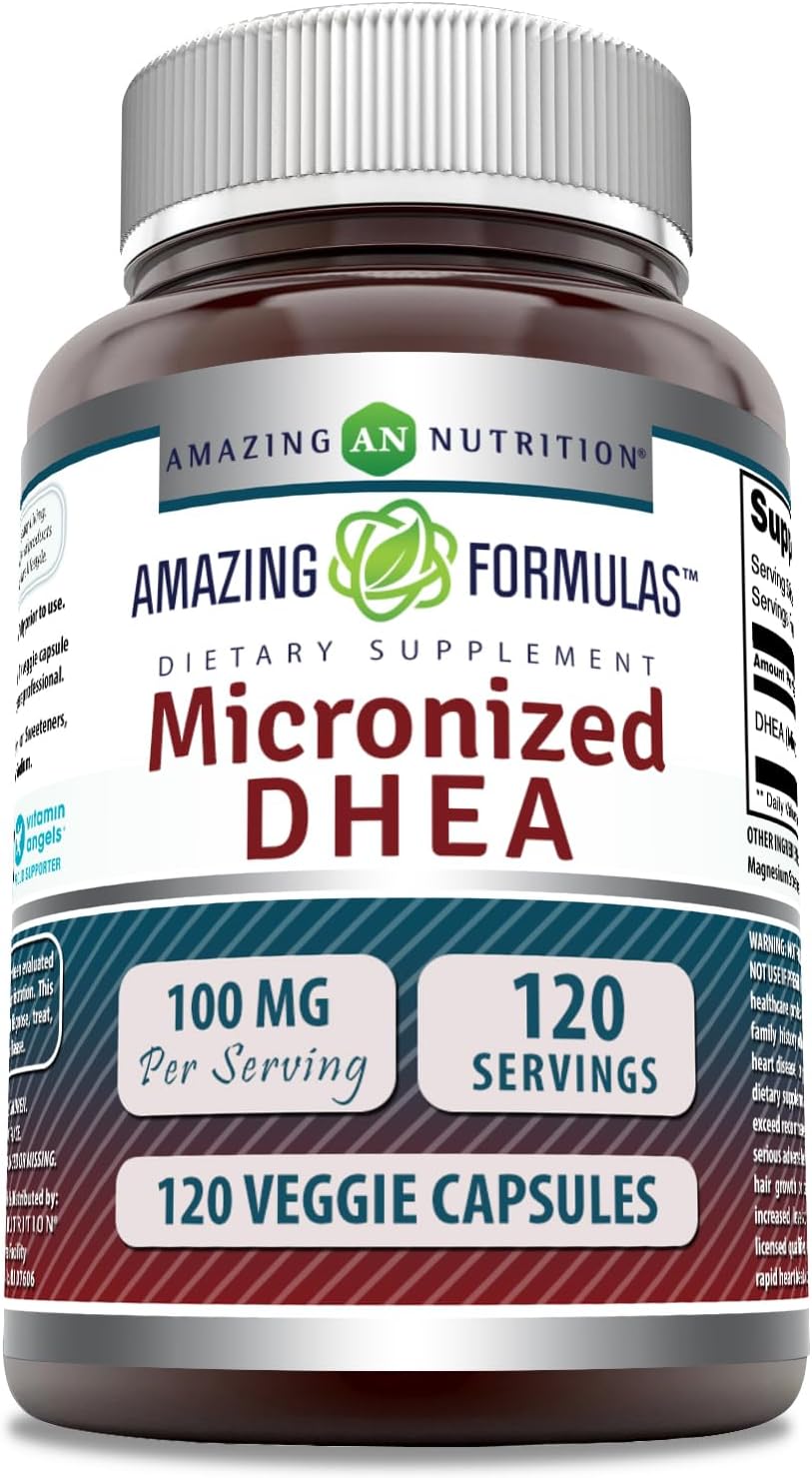 High-Quality Micronized DHEA Supplement 100mg | Veggie Capsules | Non-GMO | Gluten Free | Made in USA | 1 Pack, 120 Count