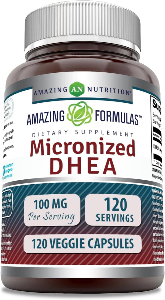 High-Quality Micronized DHEA Supplement 100mg | Veggie Capsules | Non-GMO | Gluten Free | Made in USA | 1 Pack, 120 Count