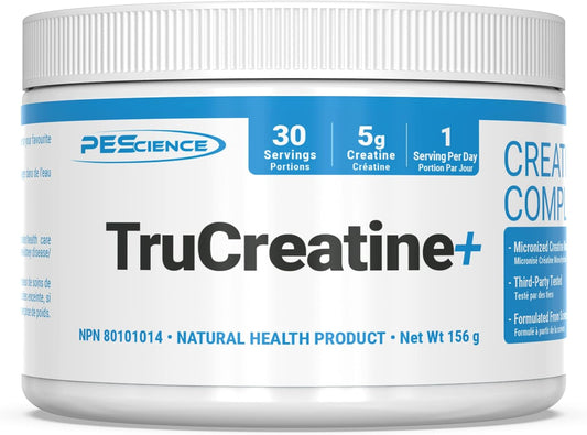 High-Quality PEScience TruCreatine Powder - 5g Creapure Creatine Monohydrate, Micronized - 30 Servings