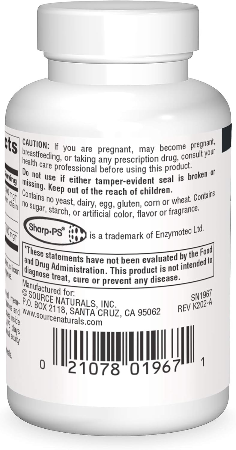 High-Quality Phosphatidyl Serine Matrix Supplement - 500 mg - 30 Softgels by Source Naturals