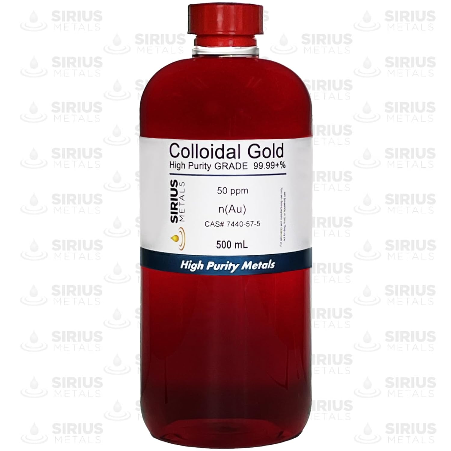 High-Quality Sirius Metals True Colloidal Gold Solution - 50 ppm - 99.99% Purity - 500 mL - Made in USA