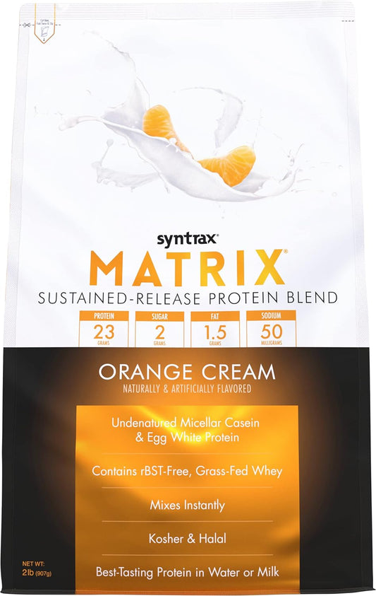 High-Quality Syntrax Nutrition Matrix Orange Cream Sustained-Release Protein Blend 2 lbs. for Muscle Growth and Recovery