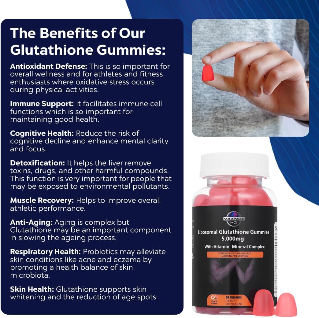 High-Quality Time-Release Glutathione Gummies with Fruit Juice Extract - Supports Vital Body Functions - Gluten-Free Formula