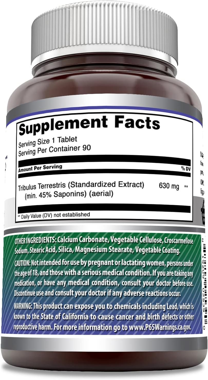 High-Quality Tribulus Extract Supplement | 1000mg Per Serving | 90 Tablets | Non-GMO | Gluten Free | USA-Made