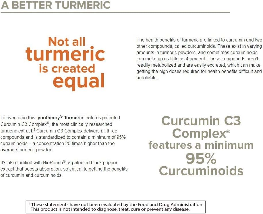 High-Quality Turmeric Powder by Youtheory - Natural Anti-Inflammatory and Antioxidant Supplement for Joint Health and Immunity Support