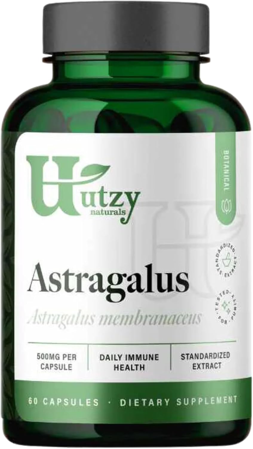 High-Quality Utzy Naturals Astragalus Supplement - 500 mg Capsules - 60 Servings