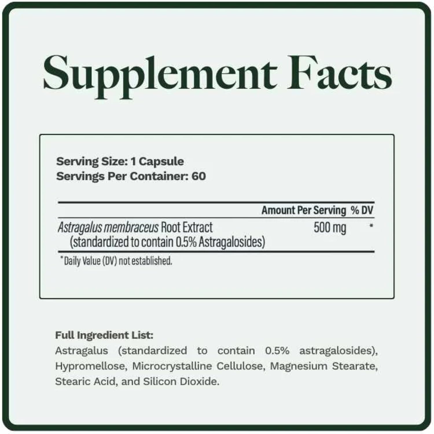 High-Quality Utzy Naturals Astragalus Supplement - 500 mg Capsules - 60 Servings