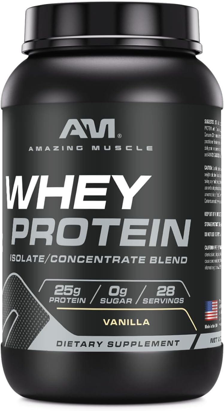 High-Quality Vanilla Whey Protein Powder with Advanced Formula - 100% Whey Protein Isolate and Ultra-Filtered Whey Protein Concentrate - 2 lb