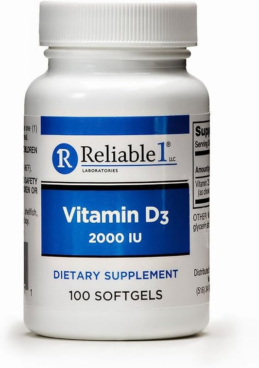 High Quality Vitamin D3 2000 IU Softgels from Reliable 1 Laboratories - 100 Count