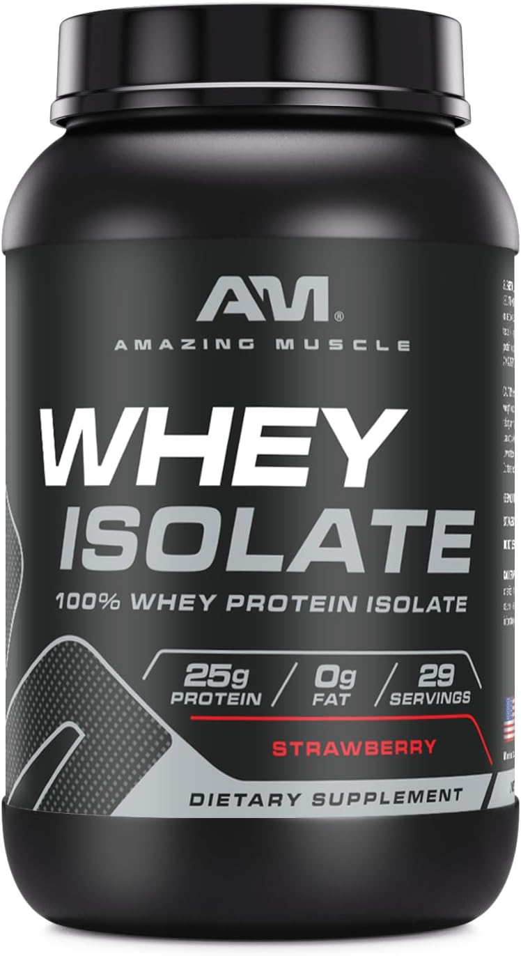 High-Quality Whey Isolate Protein Powder | 25g Protein per Serving | 100% Whey Isolate | Zero Fat | Made in USA | Strawberry Flavor | 2 Lb