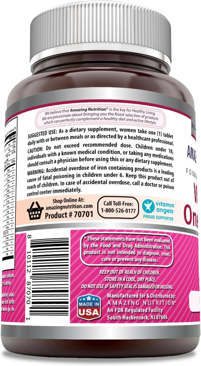 High-Quality Women's Multivitamin Supplement | 75 Tablets | Non-GMO | Gluten-Free | Made in USA by Amazing Nutrition