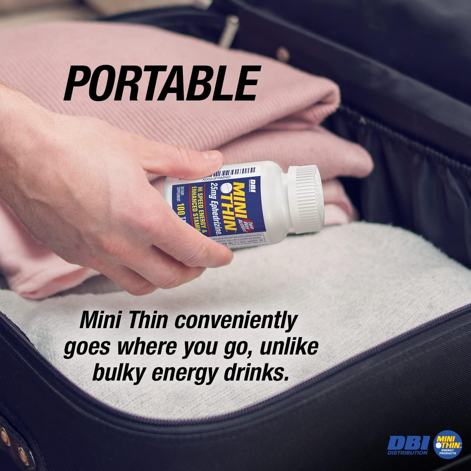 High Speed Energy and Stamina Boost with Mini Thin Two-Way Action Caffeine Pills - 205mg Caffeine, 25mg Ephedrizine - 100 Count Bottle