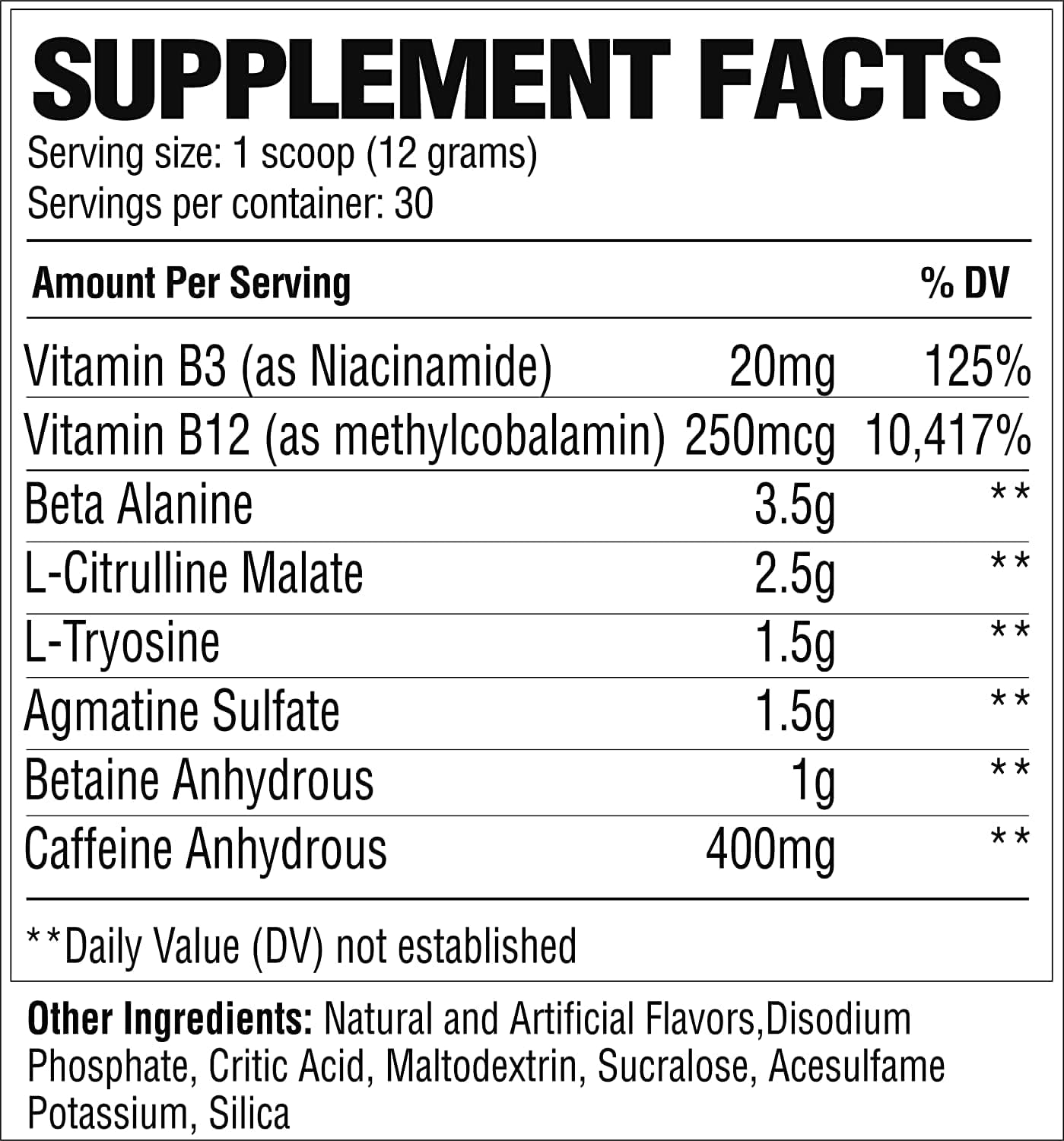 High Stimulant Preworkout Powder Drink for Extreme Energy, Focus, and Endurance - Fruit Burst Flavor - 30 Servings