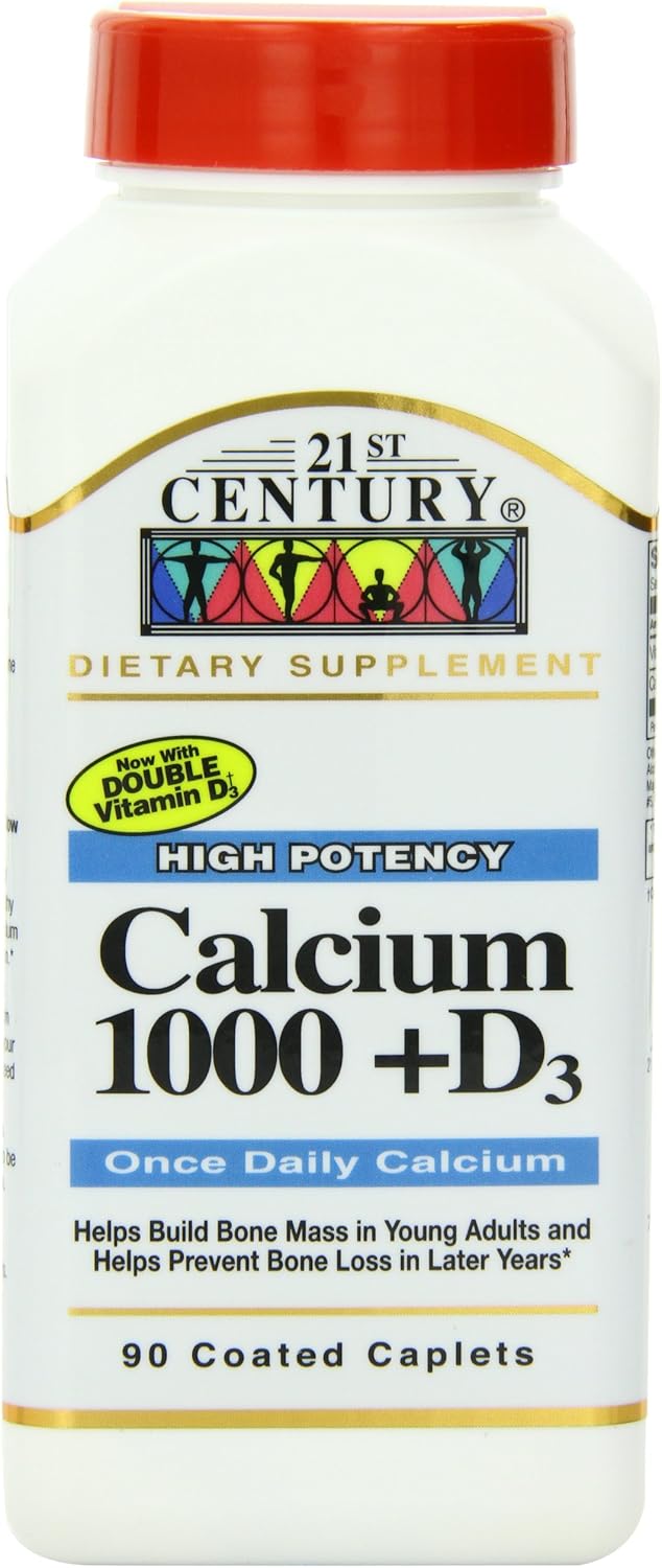 High Strength 21st Century Calcium with Vitamin D, 360 Tablets for Bone Health - Pack of 4
