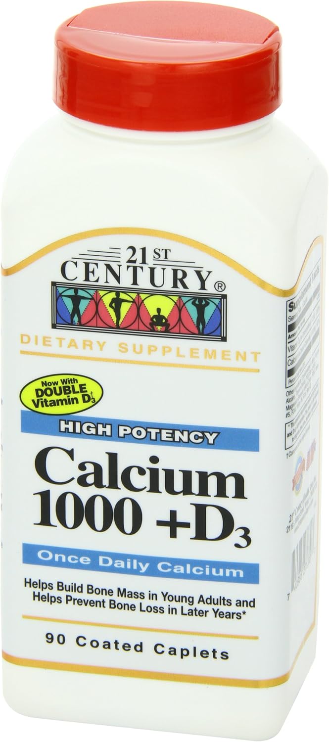 High Strength 21st Century Calcium with Vitamin D, 360 Tablets for Bone Health - Pack of 4