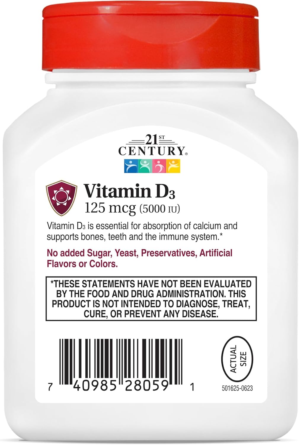 High Strength 21st Century Vitamin D3 125 mcg (5,000 IU) Softgels - 110 Count, Fast Absorption