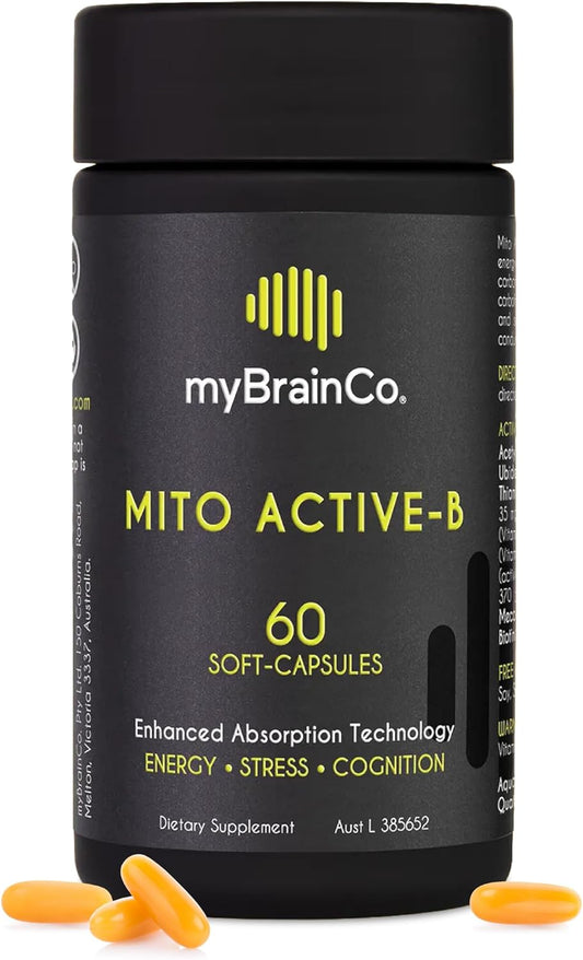 High Strength Activated Vitamin B Complex Supplement for Cellular Energy and Cognition - myBrainCo Active-B (60 Vege-Capsules)