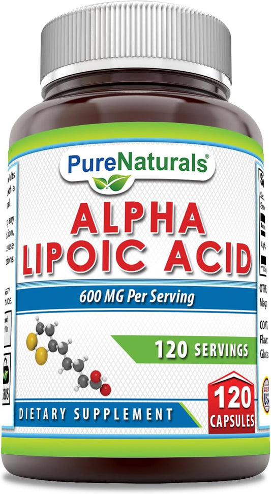 High Strength Alpha Lipoic Acid 600mg Capsules | 120 Count | Non-GMO & Gluten-Free | Made in USA from Pure Naturals
