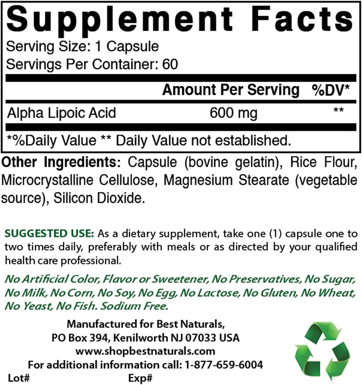 High Strength Alpha Lipoic Acid 600mg with Selenium 200mcg - Antioxidant Supplement for Overall Health and Wellness