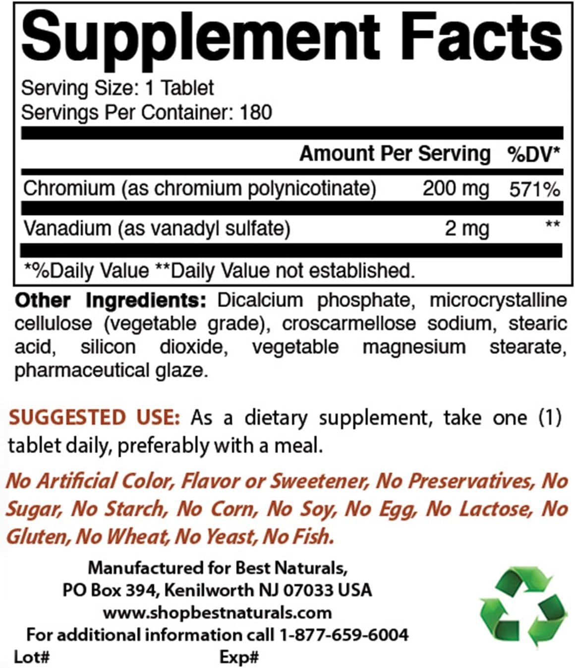 High Strength Bilberry Extract 1000mg with Vanadium 2mg and Chromium - Top Natural Formula