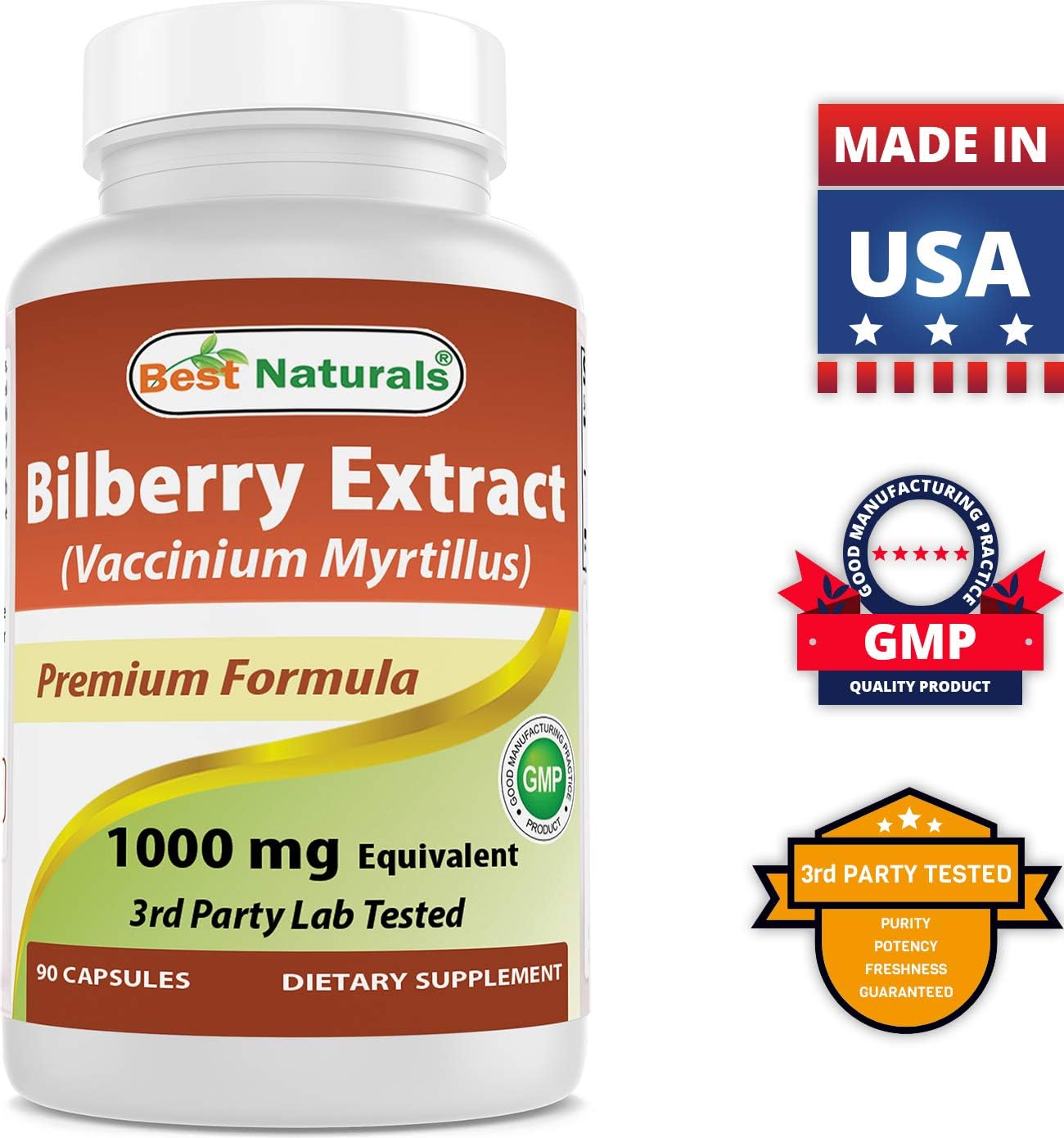 High Strength Bilberry Extract 1000mg with Vanadium 2mg and Chromium - Top Natural Formula