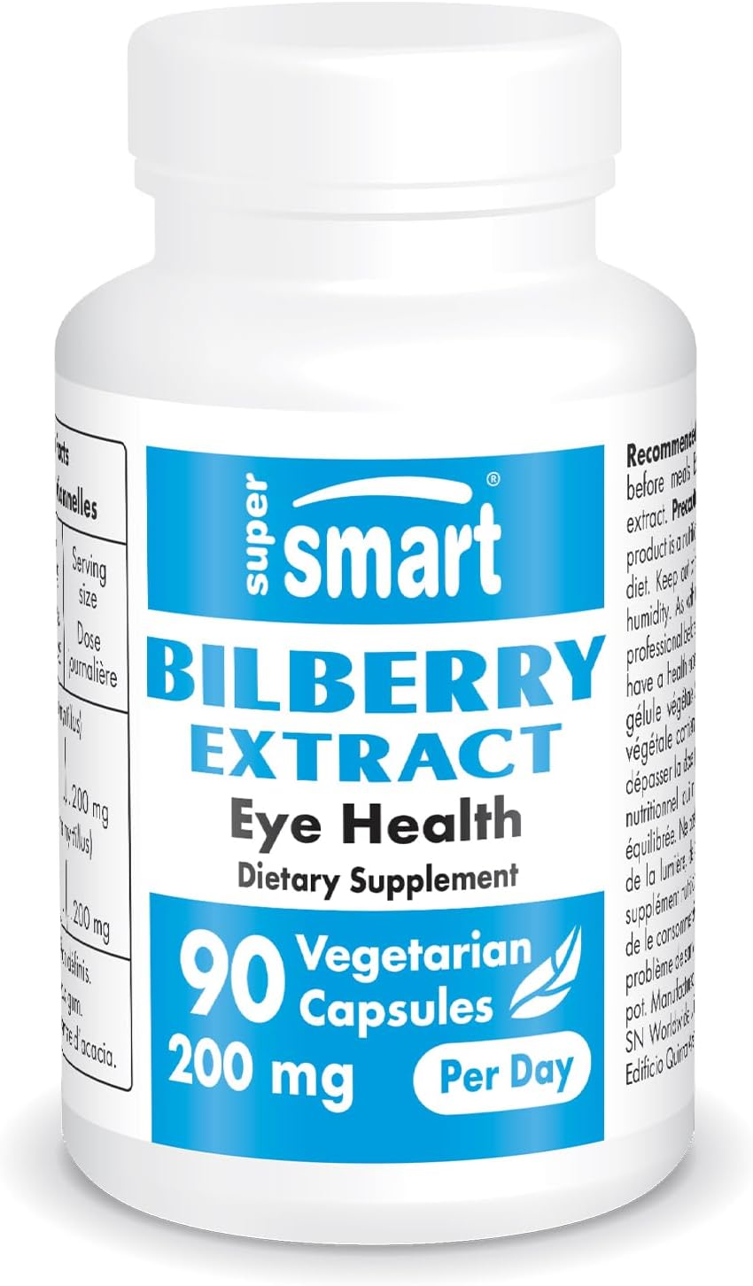 High Strength Bilberry Extract Supplement for Eyes - 25% Anthocyanin - Non-GMO & Gluten Free - 90 Vegetarian Capsules