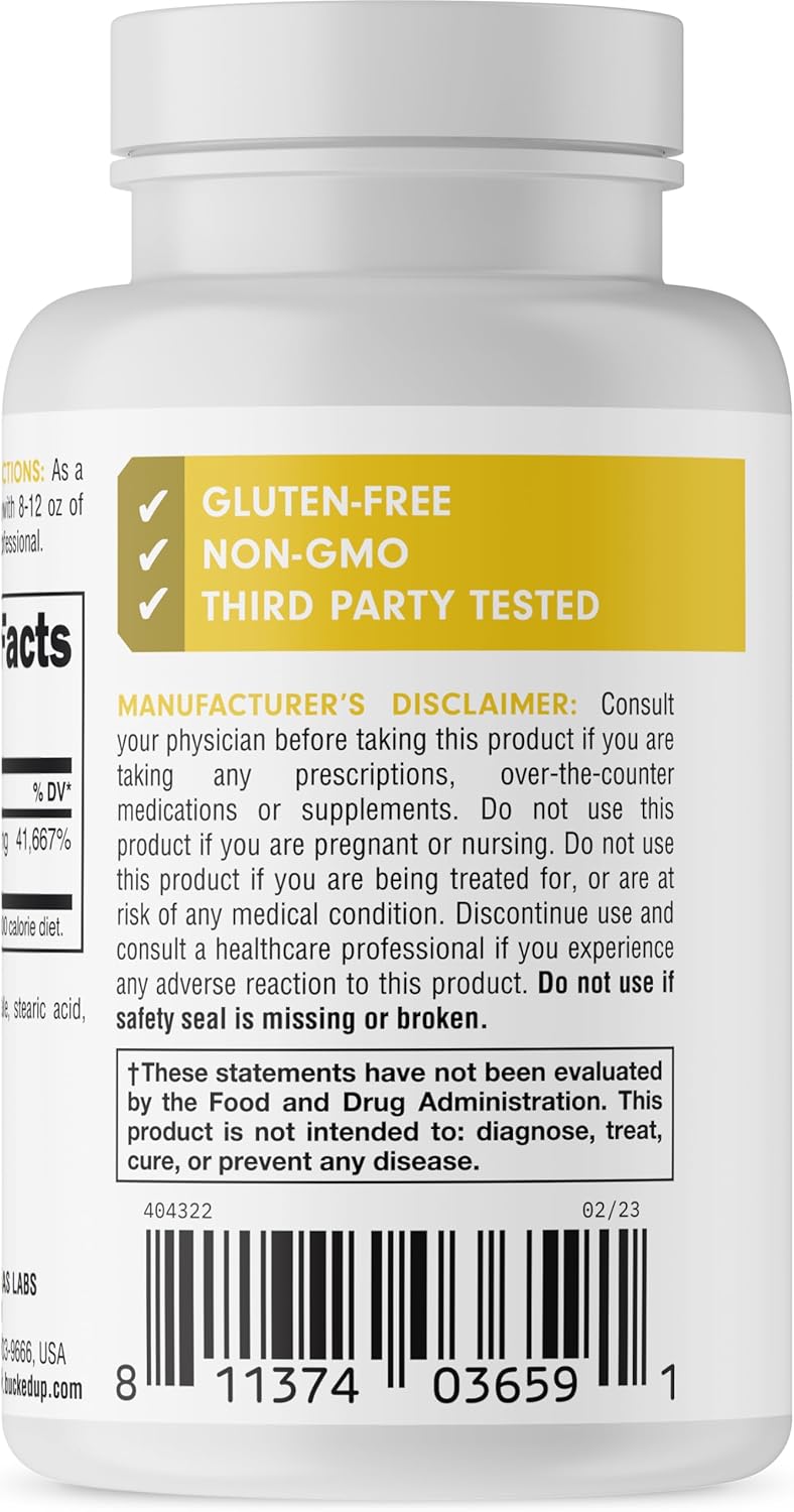 High Strength Bucked Up Vitamin B1 500mg Capsules, Essential Nutrient Supplement (90 Servings)