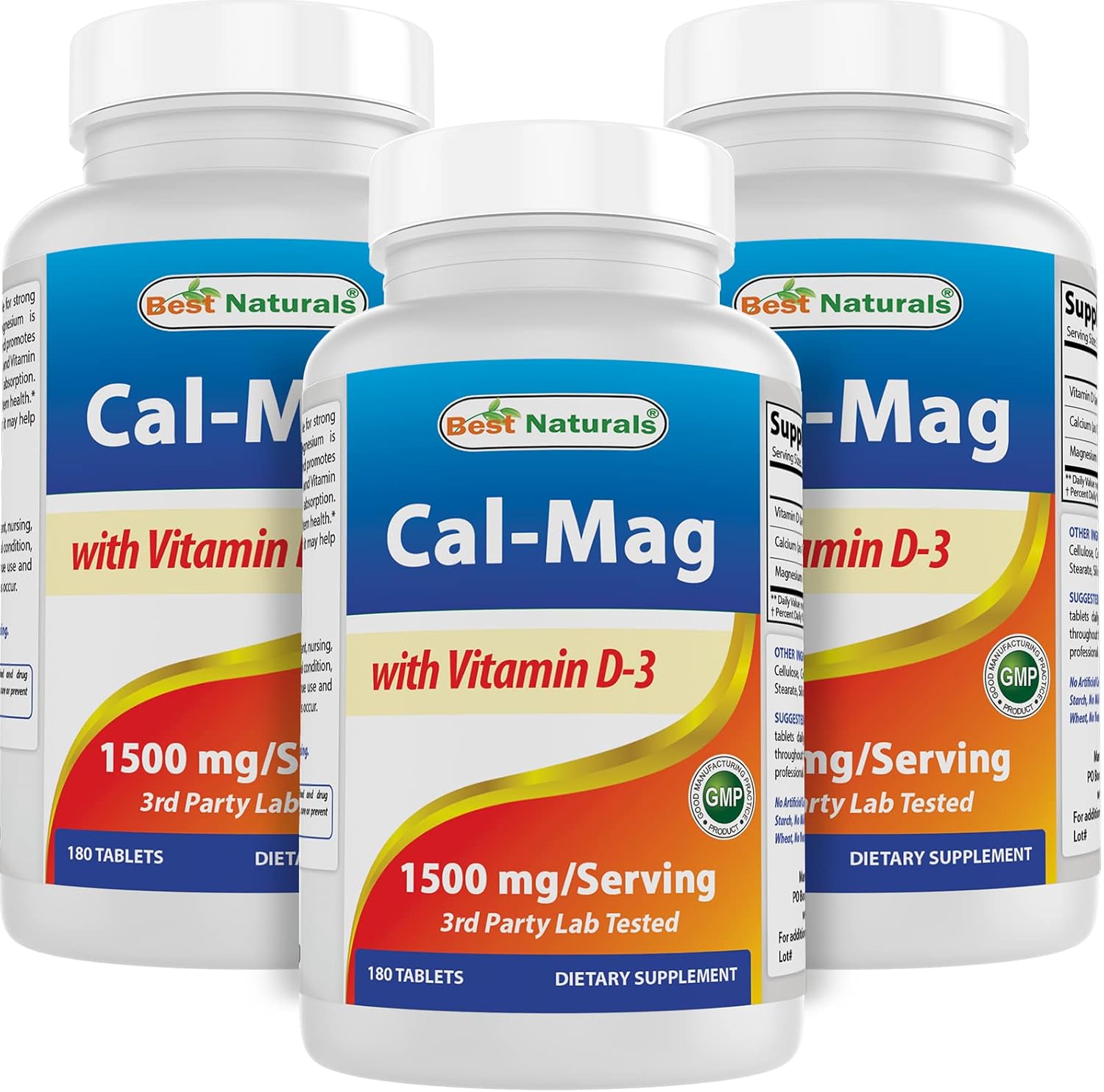 High Strength Calcium Magnesium with Vitamin D3 1500mg - 540 Tablets - Triple Pack