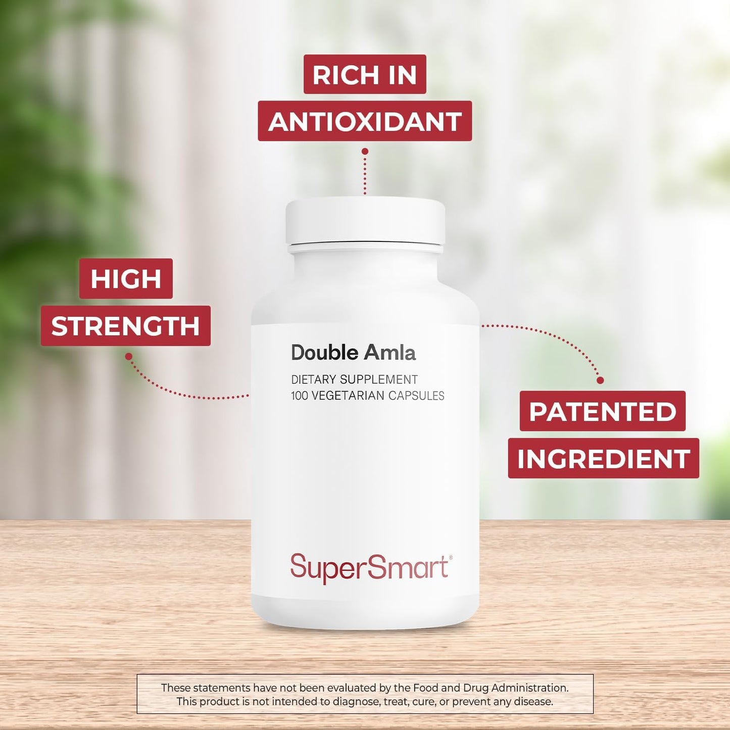 High Strength Double AMLA Supplement with Fresh Indian Gooseberry Extract - Patented Formula - Non-GMO & Gluten Free - 100 Vegetarian Capsules
