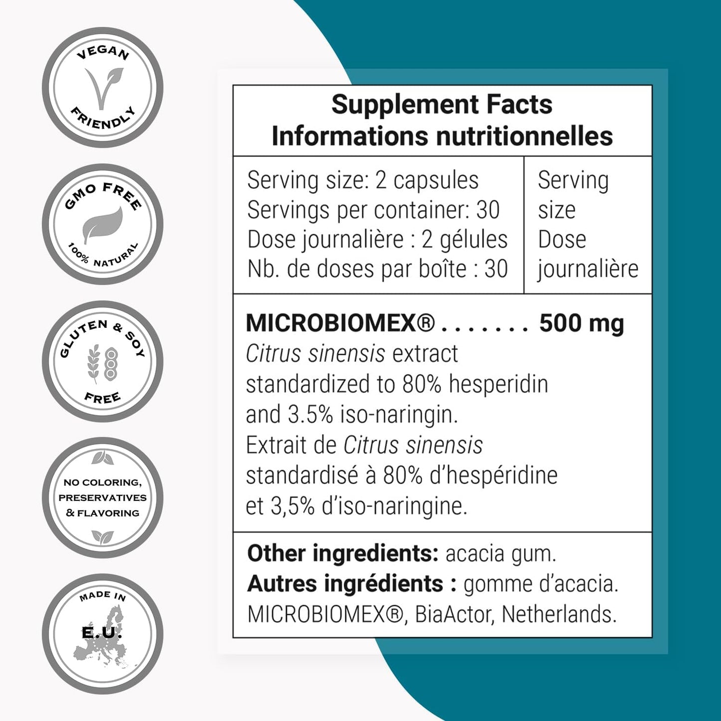 High Strength FlavoFight Orange Flavonoids Supplement - 500mg Daily Citrus Sinensis Extract - Vegetarian Capsules - Patented Formula - Non-GMO & Gluten-Free