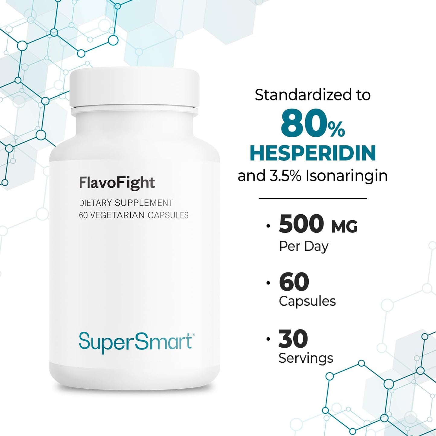 High Strength FlavoFight Orange Flavonoids Supplement - 500mg Daily Citrus Sinensis Extract - Vegetarian Capsules - Patented Formula - Non-GMO & Gluten-Free