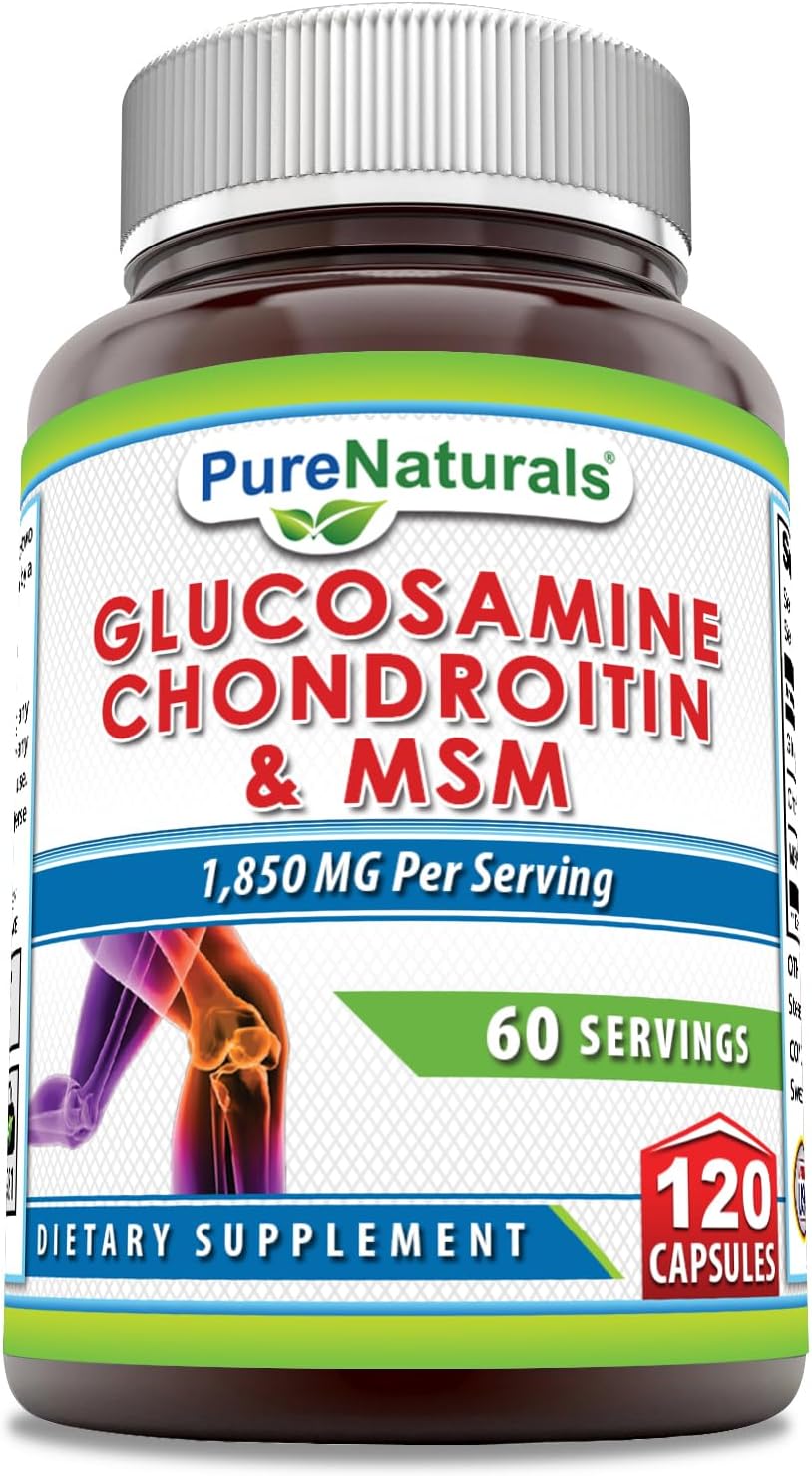 High Strength Glucosamine Chondroitin & MSM Capsules | 1850 Mg per Serving | 120 Count | Non-GMO, Gluten-Free | USA Made
