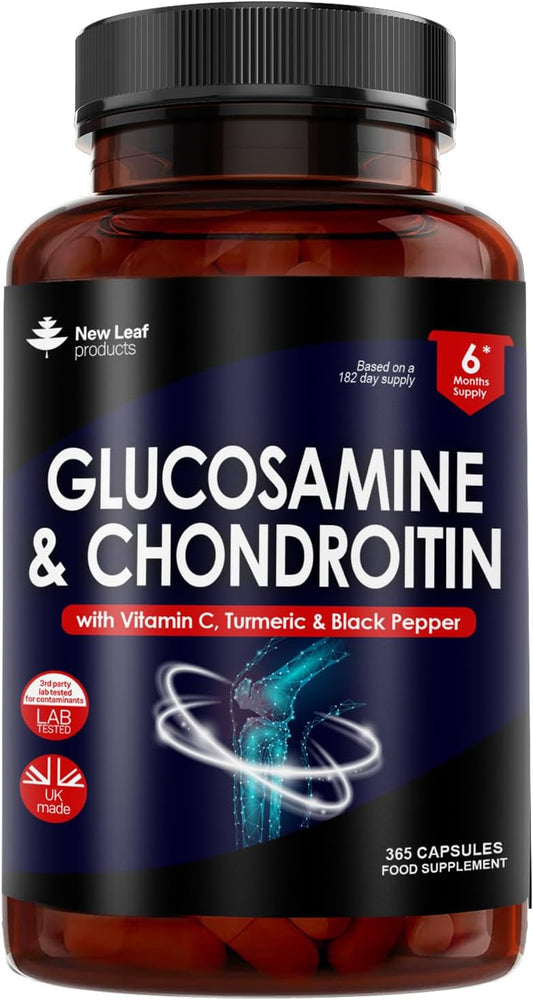 High Strength Glucosamine & Chondroitin with MSM - 365 Tablets, Vitamin C Enriched, Gluten-Free - GMP Certified Food Supplement