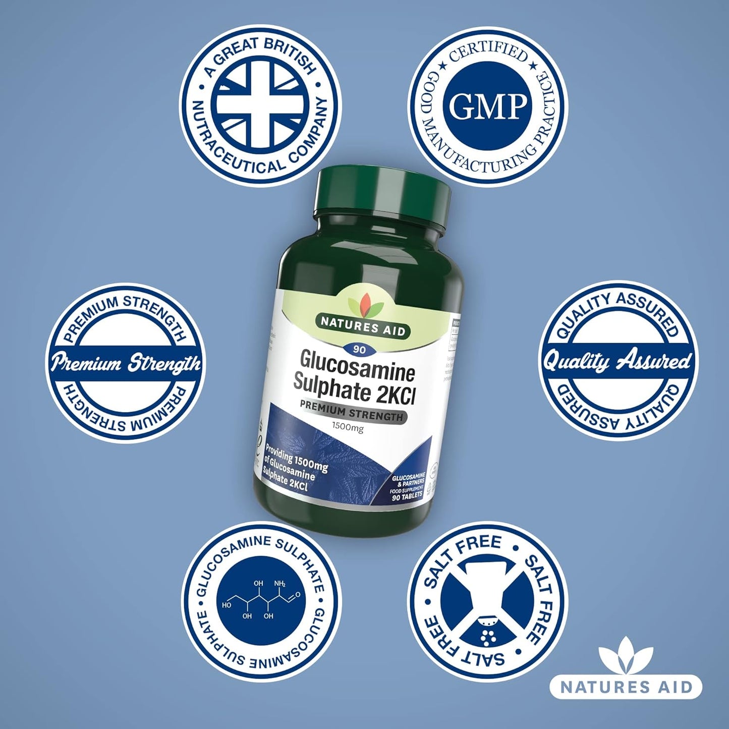 High Strength Glucosamine Sulphate 1500mg by Natures Aid - Joint Support Supplement