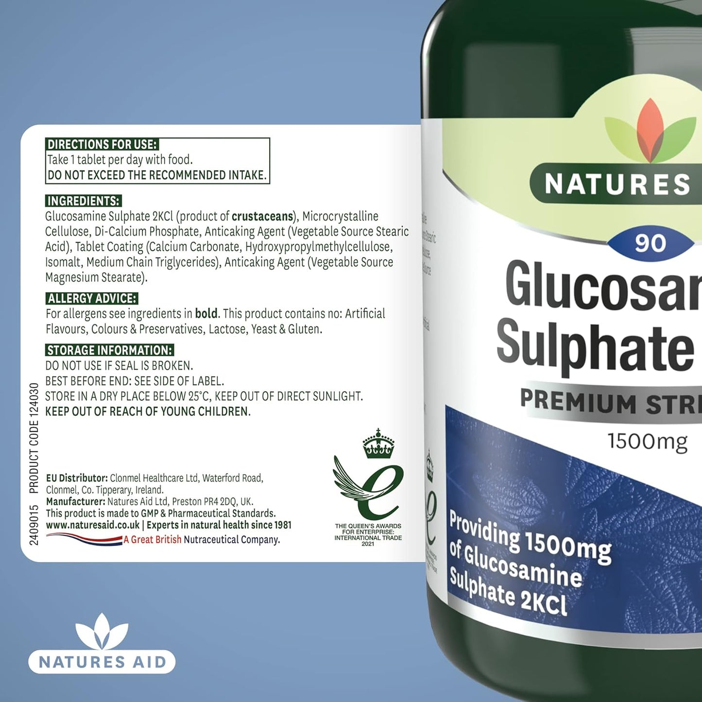 High Strength Glucosamine Sulphate 1500mg by Natures Aid - Joint Support Supplement